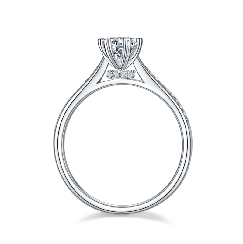 微镶时来运转S925银镀白金MoissaniteWomen's Ring50分D级